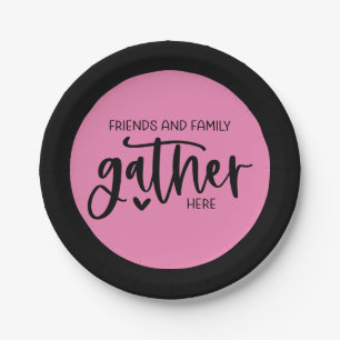 Assiettes En Carton Famille d'amis à la mode rose noir se réunissent i