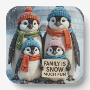 Assiettes En Carton Famille De Pingouins Dans Les Snowflakes