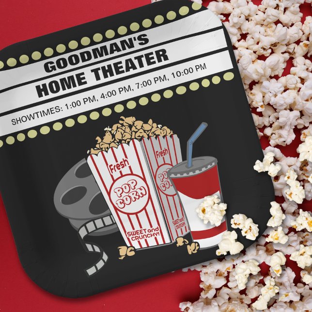 Assiettes En Carton Famille personnalisée Accueil Film Théâtre Customi (Personalized paper plates for binge watching movies in your home theater!)