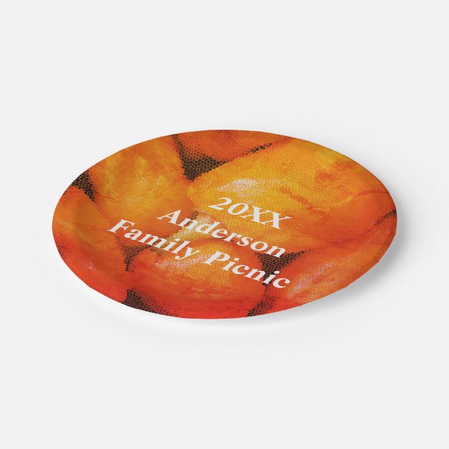 Assiettes En Carton Famille Pique-nique Orange Mosaïque Chili Peppers  (Angle)