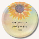 Assiettes En Carton Famille Réunion colorée<br><div class="desc">Cette plaque en papier de réunion familiale est décorée d'un tournesol jaune sur un arrière - plan d'aquarelle. Facile à personnaliser. Utilisez l'option Personnaliser supplémentaire pour modifier la taille, le style ou la couleur du texte. Parce que nous créons notre oeuvre, vous ne trouverez pas cette image exacte d'autres designers....</div>