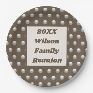 Assiettes En Carton Famille Réunion Élégant Motif Polka Argent