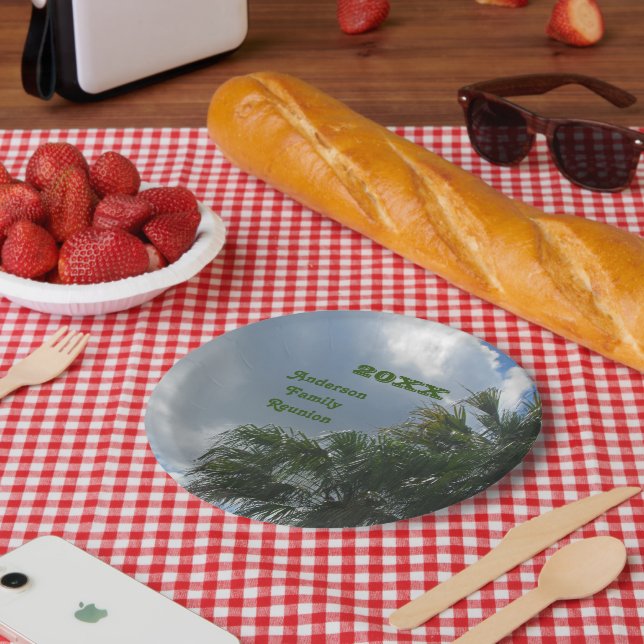 Assiettes En Carton Famille Réunion Palm Tree Photo Tropical Beach Tri (Pique-nique)