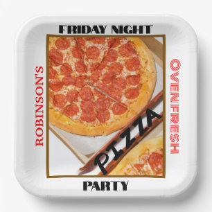 Assiettes En Carton Famille Vendredi soir Pizza Nom de la fête Photo