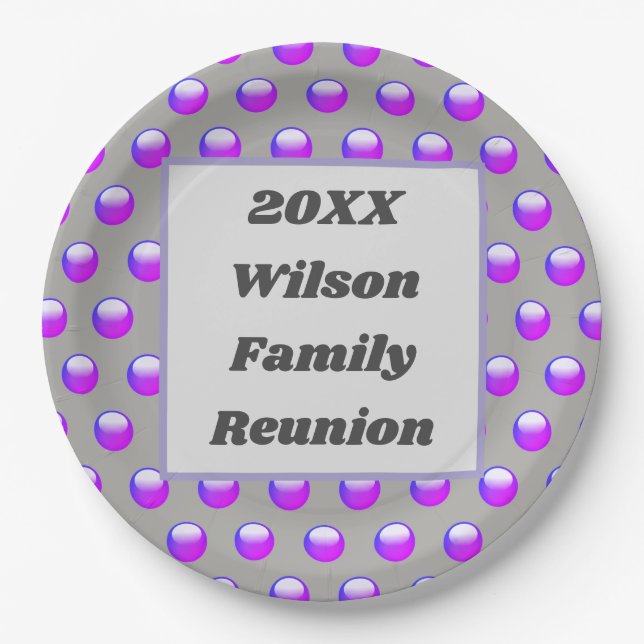 Assiettes En Carton Family Reunion Picnic Purple Polka Dot (Devant)