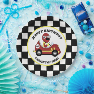 Assiettes En Carton Fans de course fête d'anniversaire