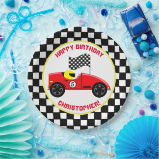 Assiettes En Carton Fans de course fête d'anniversaire