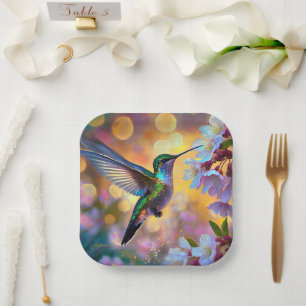 Assiettes En Carton Fantaisie de fleurs de cerisier Colibri