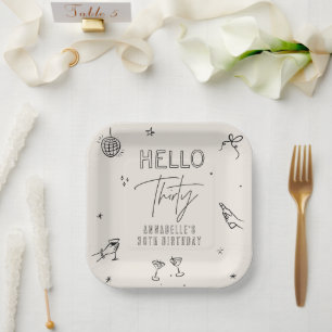 Assiettes En Carton fantaisie dessinée à la main à la fête des boisson