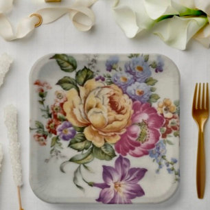 Assiettes En Carton Fantaisie Florale 