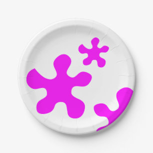 Assiettes En Carton Fantaisie Magenta mince fête blanche
