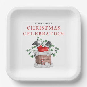 Assiettes En Carton Fantaisie Père Noël Chimney Christmas Party