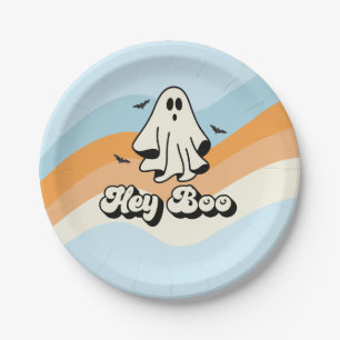Assiettes En Carton fantastique Fantôme rétro Halloween Hey Boo Épouva