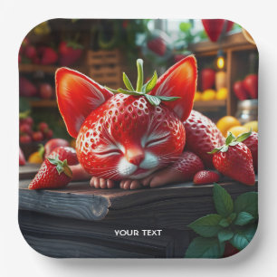 Assiettes En Carton Fantastique Mignon Chat Chéri Fraise