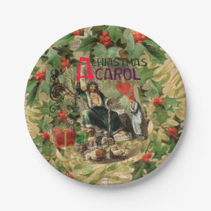 Assiettes En Carton Fantôme de Noël Illustration actuelle Scrooge