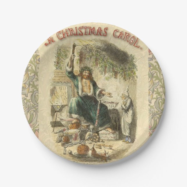 Assiettes En Carton Fantôme de Noël Présent Scrooge (Devant)