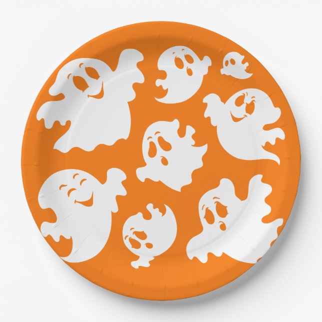 Assiettes En Carton Fantôme d'Halloween  (Devant)