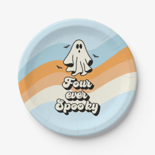 Assiettes En Carton Fantôme groovy rétro Halloween Quatre Ever ÉpoUVAN