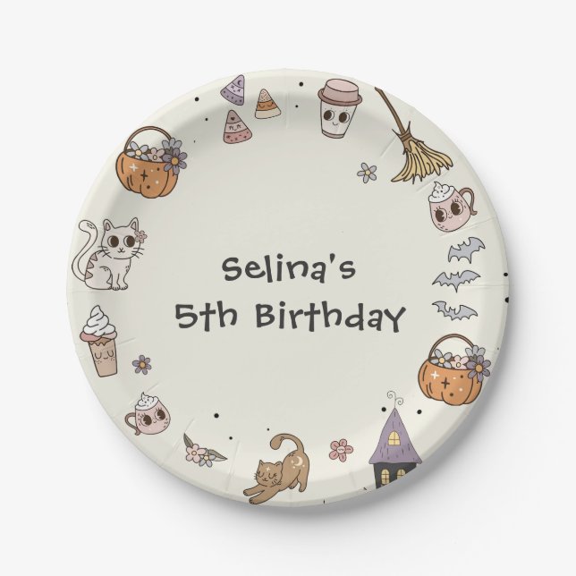 Assiettes En Carton Fantôme Halloween Plaques papier fête d'anniversai (Devant)