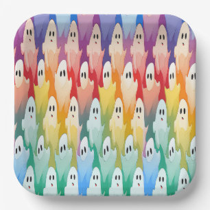 Assiettes En Carton Fantômes arc-en-ciel