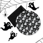 Assiettes En Carton Fantômes mignons | Araignées | Spider Webs Hallowe<br><div class="desc">De mignons fantômes,  araignées et toiles d'araignée sur un arrière - plan noir motif Halloween.</div>