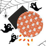 Assiettes En Carton Fantômes mignons | Araignées | Spider Webs Hallowe<br><div class="desc">De mignons fantômes,  araignées et toiles d'araignée sur un motif d'Halloween arrière - plan orange.</div>