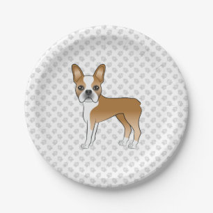 Assiettes En Carton Faon Chien de Dessin Animé Boston Terrier Adorable