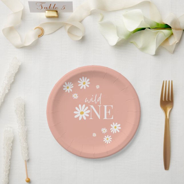 Assiettes En Carton Far One Rose Daisy 1er anniversaire (Mariage)