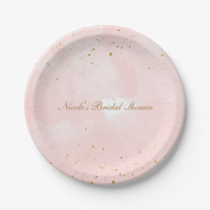 Assiettes En Carton Fard à Joues Rose & Or Éclaboussures Mariage Moder