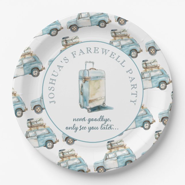 Assiettes En Carton Farewell Grad Cute Car Partir Fête (Devant)
