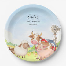 Farm Animals Baby Shower Paper Plates