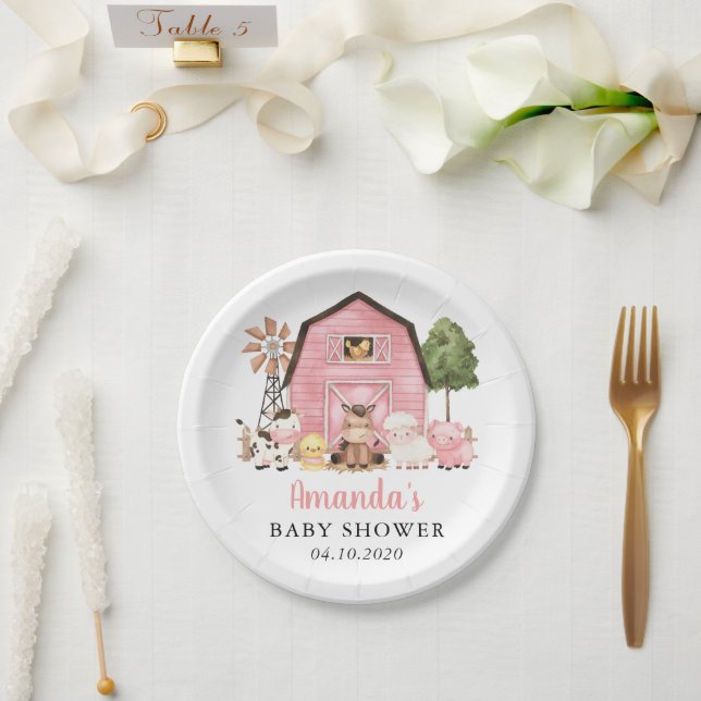 Assiettes En Carton Farm Animals, Cute Animals, Pink Barn, Baby Shower (Mariage)