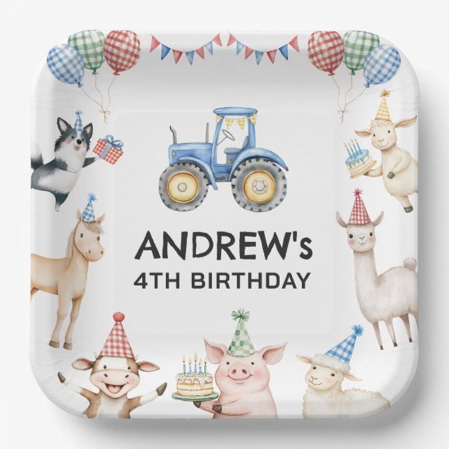 Assiettes En Carton Farm Animals Kids Birthday Party Paper Plates (Recto)