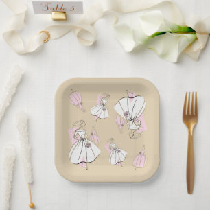 Assiettes En Carton Fashion Bride Neutral Group Multi-carré