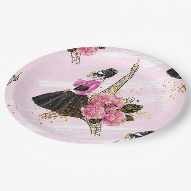 Assiettes En Carton Fashion girly (Angle)