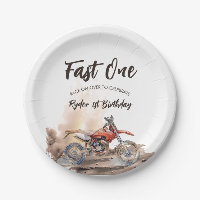 Assiettes En Carton Fast One Little Racer First Birthday (Devant)