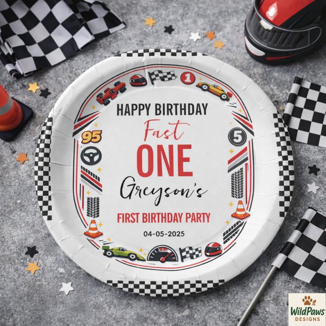 Assiettes En Carton Fast One Race Car Boy 1st Birthday Party (Fast One Race Car Boy 1st Birthday Party Paper Plates
)