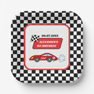 Assiettes En Carton Fast one rouge course automobile garçon 1er annive