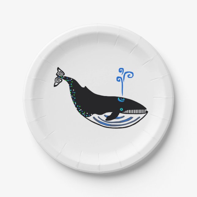 Assiettes En Carton Faune - BALEINE Bleue - Animal en voie de disparit (Devant)