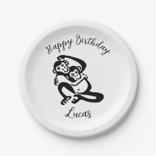 Assiettes En Carton Faune - BONOBO - Chimpanzé - Joyeux anniversaire -