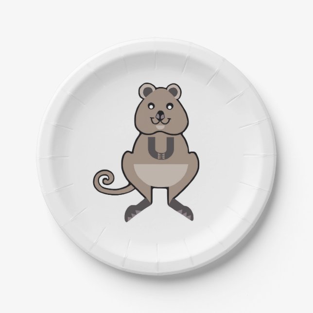 Assiettes En Carton Faune - Joyeux QUOKKA - Nature - Fête (Devant)