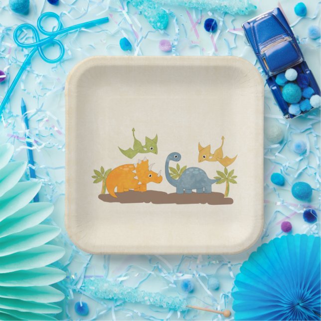 Assiettes En Carton Faune sauvage de Cute Dinosaure (Fête)