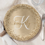 Assiettes En Carton Faux Gold brossé Parties scintillant métallique Im<br><div class="desc">Personnalisez facilement ce design chic et branché de plaque en papier avec une jolie parties scintillant dorée brillante sur un arrière - plan métallique brossé à l'or.</div>