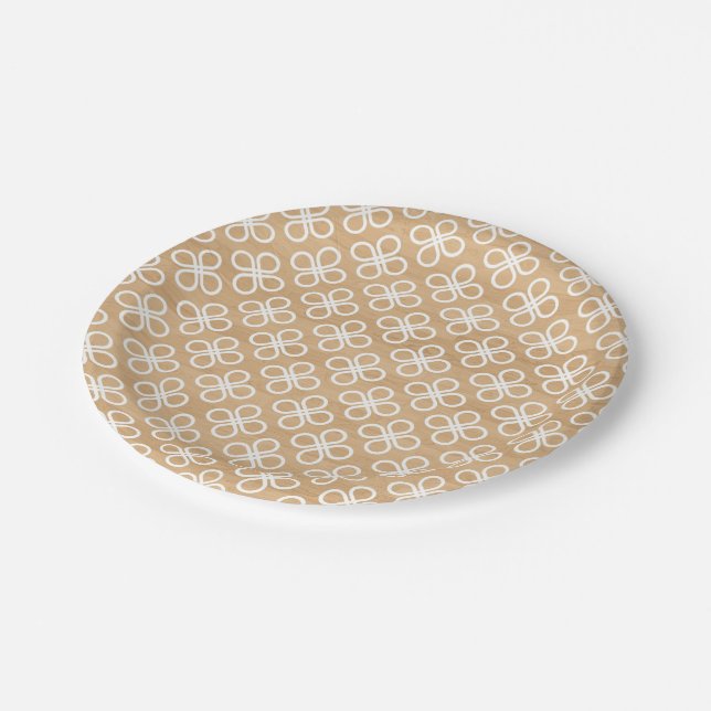 Assiettes En Carton Faux Wood | Plaque en papier Motif blanc (Angle)