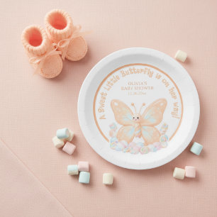 Assiettes En Carton Faveur de Baby Shower Papillon Sorbet de Pêche Dou