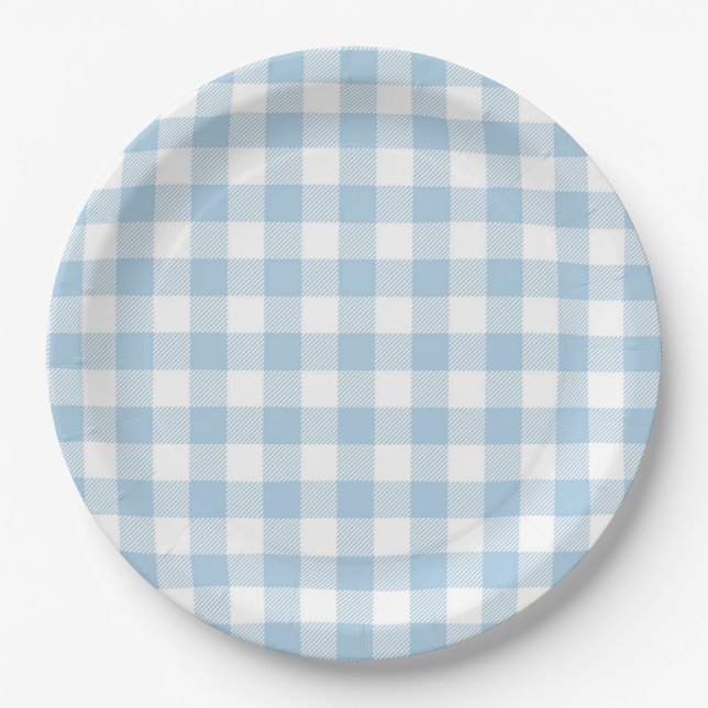 Assiettes En Carton Faye et Lauren Blue Plaid (Devant)