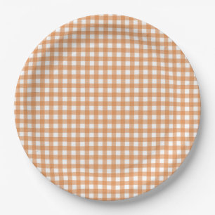 Assiettes En Carton Faye et Lauren Orange En vichy