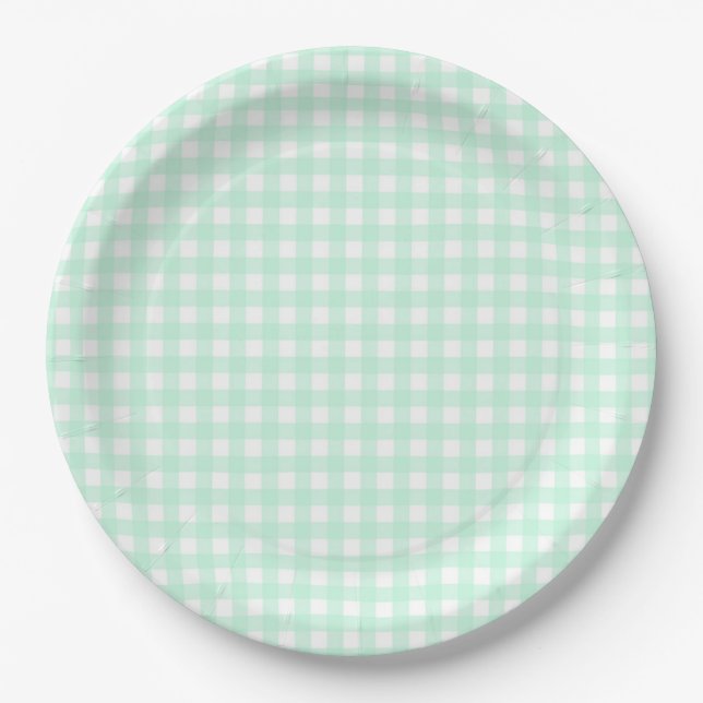 Assiettes En Carton Faye et Lauren Pastel En vichy Green (Devant)