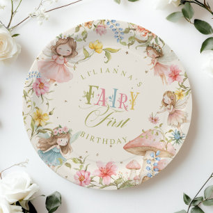 Assiettes En Carton Fée Colorée Premier Anniversaire Jardin Enchanté