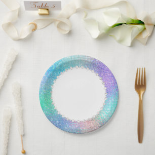 Assiettes En Carton Fée Ethereal Rainbow Ombre Pastel Sheen